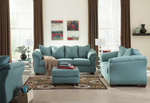 Living Room Set, Darcy Sky, Glass, Chrome, Ashley